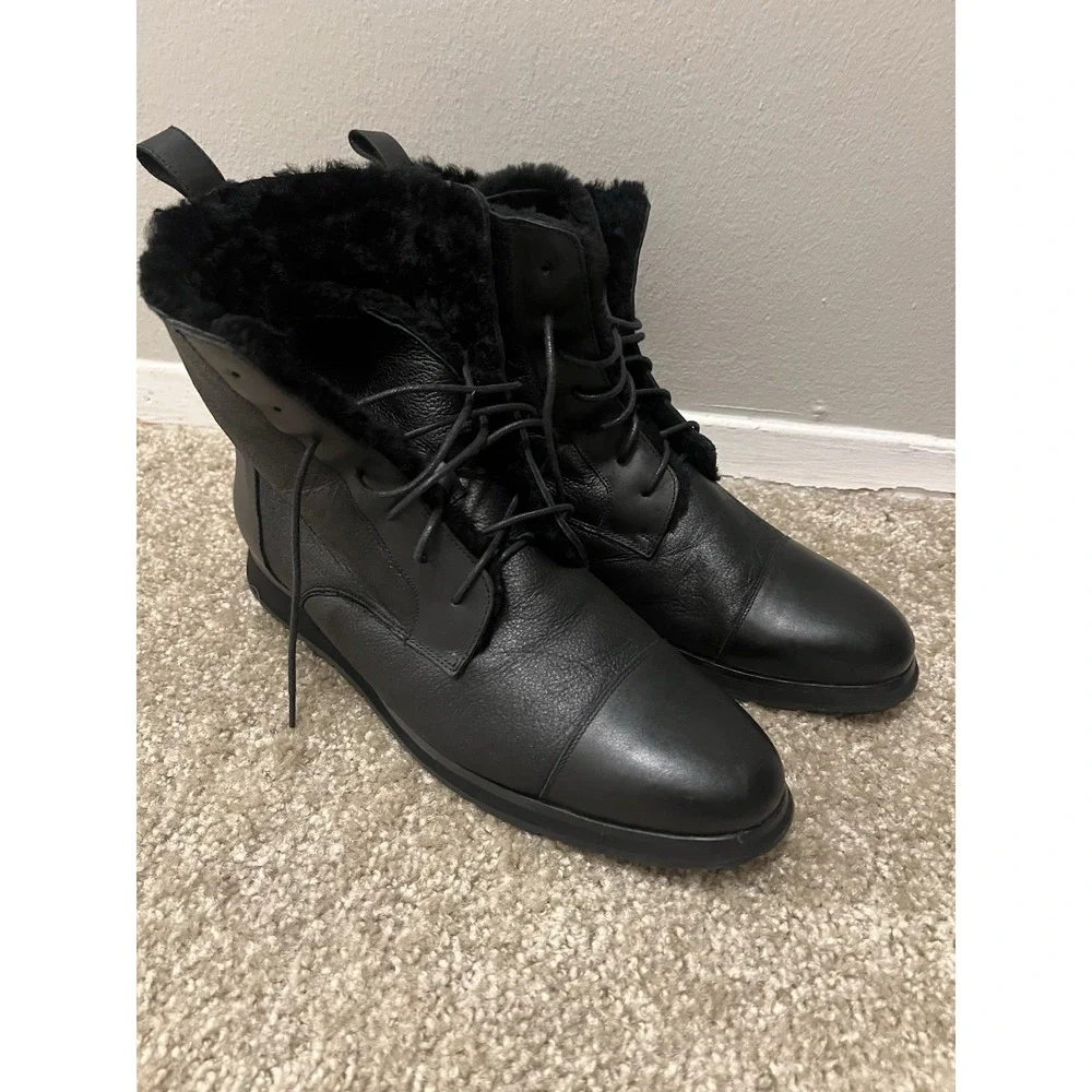 Marc Nolan Ryker Boots Sz 12 Black Leather Sheepskin Lined